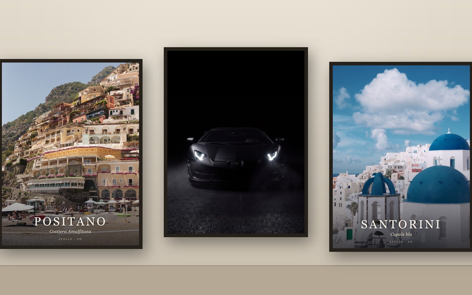 Apollo UD gallerivägg — kust och supercars